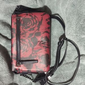 Purse - Simply Vera Vera Wang black purse with red/maroon rose/flower print